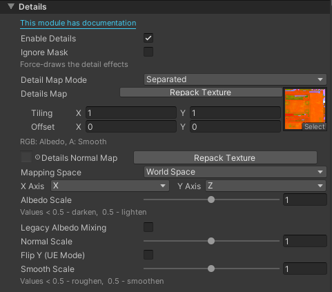 Details map using Separated mode